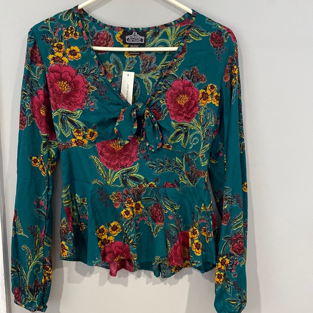 Francesca’s Teal Floral Blouse
